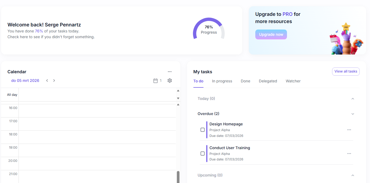 The real Controlplus dashboard with member overview, schedule and business insights